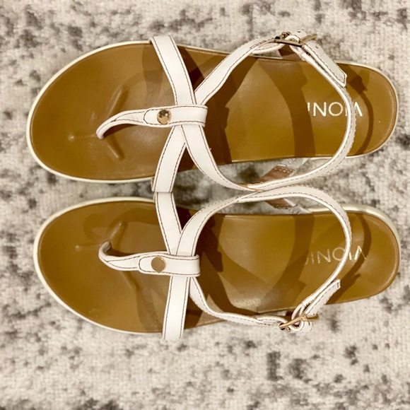 Vionic Veranda Women's 8 White & Tan Backstrap Leather Sandals With Arch Support - Picture 3 of 4